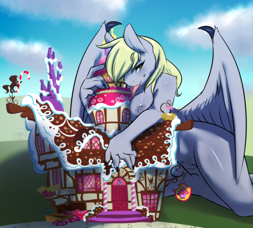 2015 alternate_species anthro anthrofied avante92 bat_pony bat_wings biped blonde_hair breasts building candy candy_cane claws cloud derpy_hooves_(mlp) dessert door equid equine feathered_wings feathers female food genitals grey_body grey_feathers hair horse hybrid licking looking_at_viewer macro mammal membrane_(anatomy) membranous_wings nude outside pegasus ponyville pussy sky solo sugarcube_corner tongue tongue_out window wings yellow_eyes // 1280x1152 // 1.6MB
