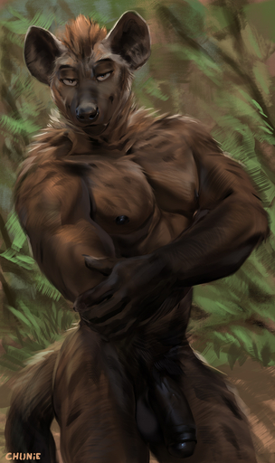 2021 5_fingers anthro brown_body brown_eyes brown_fur brown_glans brown_nipples brown_nose brown_penis chunie claws crossed_arms detailed_background digital_media_(artwork) fingers flaccid foreskin fur genitals glans head_tuft hi_res humanoid_genitalia humanoid_penis hyaenid lineless looking_at_viewer male mammal muscular muscular_male nipples nude painting_(artwork) partially_retracted_foreskin pecs penis solo spots spotted_hyena standing traditional_media_(artwork) tuft // 761x1280 // 544.1KB