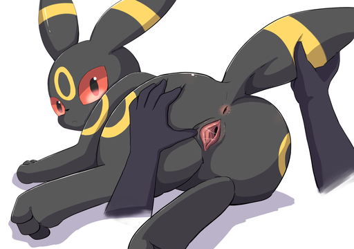 ambiguous_gender anus bodily_fluids disembodied_hand duo eeveelution female femaleambiguous feral genital_fluids genitals looking_at_viewer looking_back lying pokemon_(species) pussy pussy_juice rairarai raised_tail simple_background solo_focus spread_pussy spreading tail_grab umbreon uncensored video_games white_background // 1500x1055 // 357.9KB