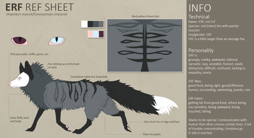 2018 ambiguous_gender canid canine digital_media_(artwork) english_text feral fur grey_body grey_fur heterochromia mammal model_sheet pawpads pink_nose shwonky solo text // 1476x800 // 754.9KB