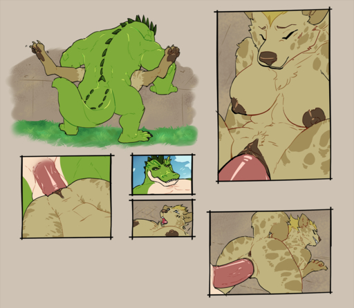 all_fours alligator alligatorid anthro anus big_dom_small_sub blue_eyes breasts cosmicminerals crocodilian doggystyle duo erection female female_penetrated from_behind_position from_front_position fur fuzzamorous genitals gnoll hyaenid larger_male looking_pleasured lying male malefemale male_penetrating male_penetrating_female mammal mating_press missionary_position multiple_images muscular muscular_male nipples nude on_back open_mouth penetration penile penile_penetration penis penis_in_pussy pussy reptile ria_(gnoll) scalie sex size_difference smaller_female smaller_penetrated smile spread_legs spreading table_lotus_position teeth tongue tosin vaginal vaginal_penetration // 1189x1036 // 687.5KB