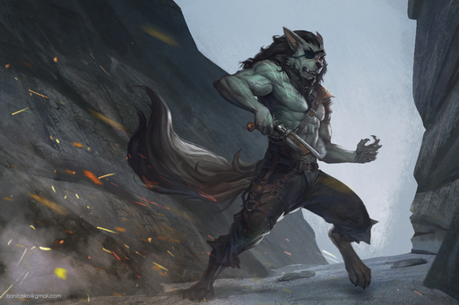 abs action_pose anthro barefoot beard belt biceps big_muscles biped black_hair bonifasko bottomwear canid canine canis claws clothed clothing detailed digitigrade eye_patch eyewear facial_hair fangs feet fluffy fluffy_tail fur grey_body grey_fur gun hair long_hair looking_at_viewer male mammal mountain muscular muscular_anthro muscular_male obliques outside pants partially_clothed pecs pose ranged_weapon red_eyes rock scar shotgun solo standing toe_claws topless triceps vein veiny_muscles weapon wolf // 1300x867 // 1.1MB