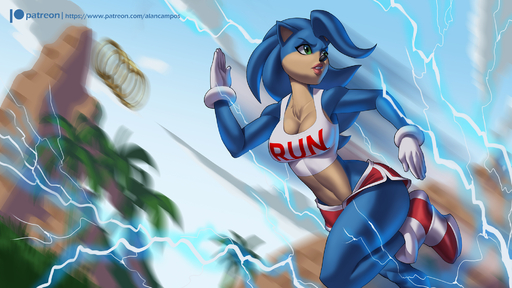 16:9 2019 5_fingers alanscampos anthro black_nose breasts cleavage clothed clothing crossgender digital_media_(artwork) eulipotyphlan female fingers green_eyes hedgehog hi_res mammal midriff mtf_crossgender running solo sonic_the_hedgehog text url video_games widescreen // 2000x1125 // 632.5KB