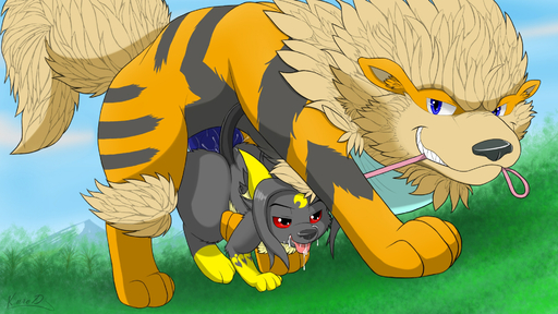 16:9 alternate_color ambiguous_gender anal anal_penetration arcanine bestiality big_dom_small_sub blue_eyes blue_penis canid canine dominant duo erection fan_character feral flare_(kataou) from_behind_position fur generation_1_pokemon genitals hi_res interspecies kuroodod kuroodod_(fursona) larger_feral male mammal nude penetration penis pokemon_(species) pokephilia sex size_difference smaller_feral video_games widescreen // 1920x1080 // 1.8MB