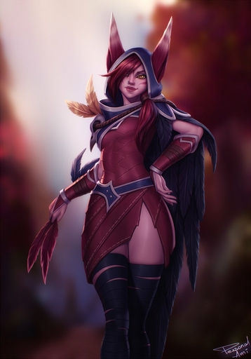 2019 5_fingers animal_humanoid armor avian avian_humanoid blurred_background breasts clothed clothing day detailed_background dress facial_piercing feathered_wings feathers female fingers gloves hair hand_on_hip handwear hi_res holding_object hood hoodie humanoid league_of_legends leg_wraps legwear lips looking_at_viewer mammal nose_piercing one_eye_obstructed orange_eyes outside personalami piercing pink_body pink_skin portrait pose red_hair riot_games rope signature small_breasts smile solo standing thigh_highs three-quarter_portrait topwear vastaya video_games wings wraps xayah_(lol) // 840x1200 // 92.9KB