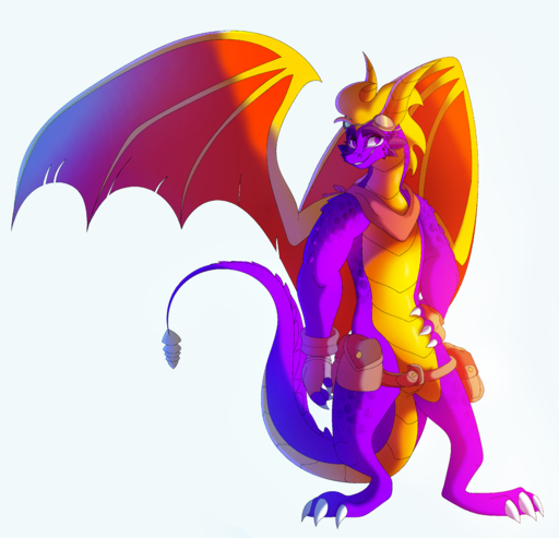 2019 absurd_res activision aged_up anthro claws digital_media_(artwork) dragon hi_res horn male membrane_(anatomy) membranous_wings plaguedogs123 purple_eyes scales scalie simple_background smile solo spines spyro spyro_the_dragon video_games western_dragon white_background wings // 5942x5726 // 4.8MB