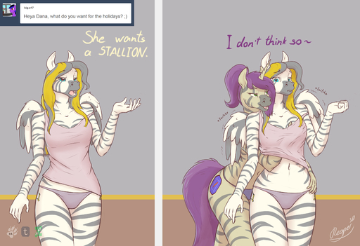 2016 absurd_res anthro big_breasts breast_grab breasts clothed clothing cutie_mark duo english_text equid equine fan_character feathered_wings feathers female friendship_is_magic grope hair hand_on_breast hand_under_shirt hasbro hi_res holidays horn horse looking_at_viewer mammal multicolored_hair my_little_pony off_shoulder open_mouth pegasus pony reaper3d simple_background smile text wings // 3500x2400 // 2.5MB