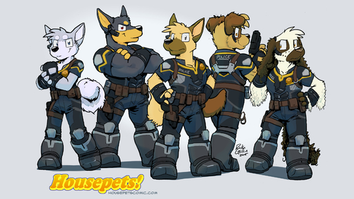 16:9 anthro bird_dog boots building canid canine canis clothing cocker_spaniel crossed_arms dobermann domestic_dog earpiece fido_(housepets!) fingerless_gloves footwear fox_(housepets!) front_view german_shepherd gloves grin group gun handgun handwear herding_dog hi_res holding_gun holding_object holding_weapon hunting_dog husky kevin_(housepets!) lineup male mammal nordic_sled_dog pastoral_dog pinscher police_officer police_uniform ralph_(housepets!) ranged_weapon rear_view rick_griffin signature smile spaniel spitz standing terrance_(housepets!) uniform weapon webcomic webcomic_character widescreen // 1920x1080 // 1.2MB
