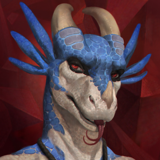 1:1 3_horns abstract_background anthro black_body black_scales blue_body blue_scales detailed drackonthanri forked_tongue headshot_portrait hi_res honovy horn looking_at_viewer male multi_horn multicolored_body multicolored_scales open_mouth portrait red_eyes reptile scales scalie sharp_teeth simple_background solo teeth tongue tongue_out white_body white_scales // 1500x1500 // 2.7MB