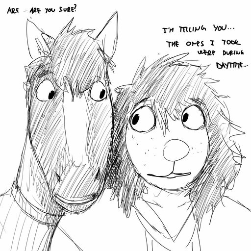1:1 black_and_white bodily_fluids canid canine canis clothed clothing comic creepy dialogue domestic_dog duo english_text equid equine female hi_res hladilnik horse looking_at_another male mammal michelle_(hladilnik) monochrome scared simple_background sketch sweat text white_background will_(hladilnik) zebra // 1280x1280 // 354.9KB