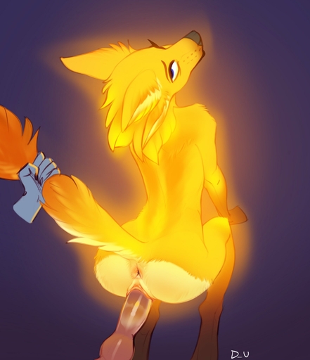 animal_genitalia animal_penis anthro anthro_penetrated anus butt canid canine canine_penis discreet_user disembodied_hand duo erection female female_penetrated fox fur genitals glowing glowing_body glowing_fur hi_res kneeling knot looking_at_viewer looking_back male malefemale male_penetrating male_penetrating_female mammal mylar_(discreet_user) nude penetration penile penile_penetration penis penis_in_pussy pussy simple_background solo_focus tail_grab tail_pull vaginal vaginal_penetration // 1763x2048 // 159.5KB