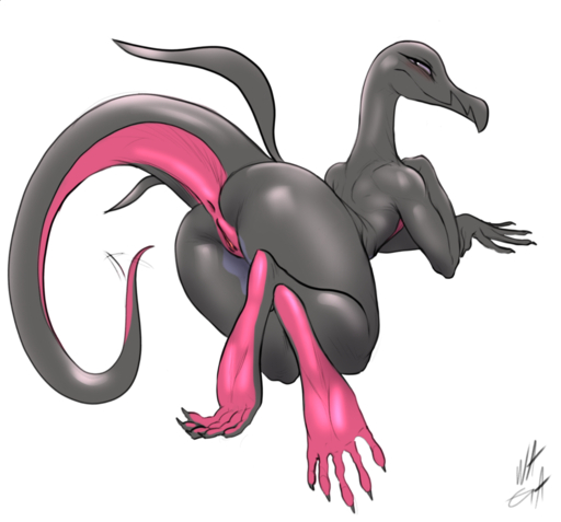 2019 5_toes all_fours anthro anus black_body butt feet female genitals looking_at_viewer looking_back looking_back_at_viewer nude nude_anthro nude_female pokemon_(species) presenting presenting_hindquarters pussy salazzle scalie simple_background soles solo toes video_games w4g4 white_background // 1073x1000 // 860.0KB