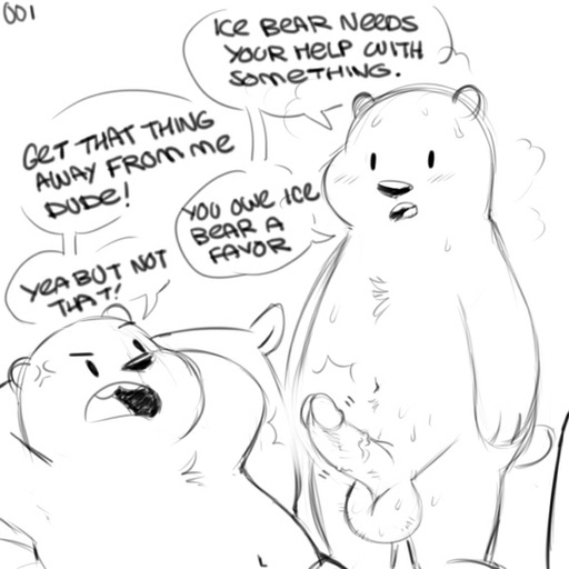 1:1 angry anthro balls big_penis bodily_fluids brown_bear cross-popping_vein duo english_text erection frown genitals grizzly_(wbb) grizzly_bear humanoid_genitalia humanoid_penis ice_bear lying male malemale mammal monochrome nude on_back open_mouth penis polar_bear sketch speech_bubble standing sweat sweaty_balls sweaty_genitalia technical_incest text toony ursid ursine vein veiny_penis zonkpunch // 600x600 // 86.6KB