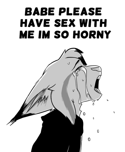 anthro bodily_fluids clothed clothing crying ear_tuft english_text felid feline fur humor lynx mammal marc_(theblueberrycarrots) meme monochrome open_mouth side_view simple_background solo tears text theblueberrycarrots tuft white_background // 822x1000 // 144.4KB