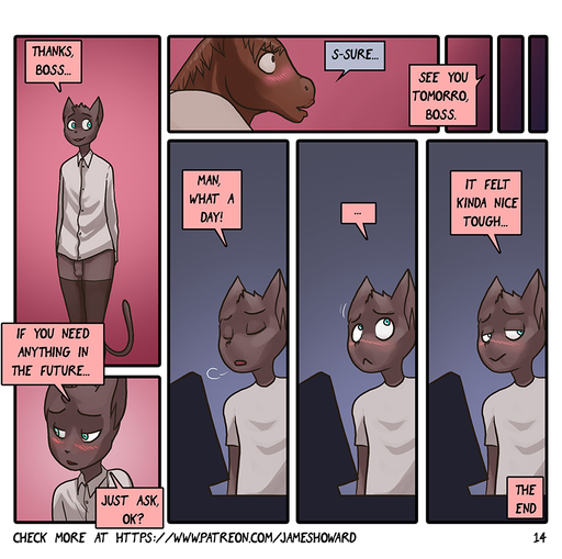 :< :> age_difference anthro blue_eyes blush boss bottomless brown_body brown_fur brown_mane clothed clothing comic dialogue digital_media_(artwork) domestic_cat duo english_text equid equine eyebrows eyes_closed felid feline felis flaccid foreskin fully_clothed fur genitals grey_body grey_fur grey_hair grey_penis grey_tail hair half-closed_eyes horse humanoid_genitalia humanoid_penis james_howard legwear looking_at_viewer looking_away male malemale mammal mane max_(james_howard) monitor narrowed_eyes older_male open_mouth penis short_hair smile solo_focus speech_bubble text thigh_highs unprofessional_behavior url younger_male // 911x905 // 427.5KB