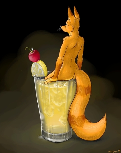 alcohol anthro beverage butt canid canine cherry citra cocktail fluffy fluffy_tail food fruit ice ice_cube in_beverage in_container in_cup in_food lemon male mammal micro nude on_food plant solo source_request truegrave9 // 750x948 // 233.0KB