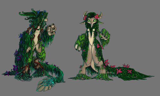anthro blue_eyes claws conditional_dnp dragon duo elemental_creature female fenra ferns flora_fauna flower green_eyes grey_background male moss moss_fenra nude plant roots scalie sefeiren sexual_dimorphism simple_background // 1000x606 // 202.7KB