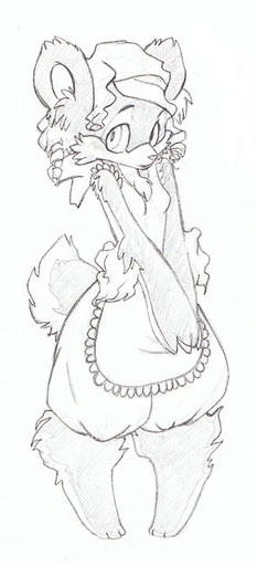 anthro clothing conditional_dnp female fluffy fur greyscale maid_uniform mammal monochrome sefeiren sketch solo uniform ursid // 285x627 // 52KB