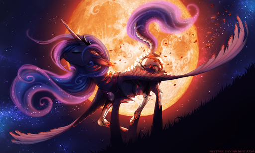2017 armor cosmic_hair detailed_background equid equine ethereal_hair eyes_closed feathered_wings feathers female feral friendship_is_magic grass hair hasbro hi_res hooves horn horse mammal my_little_pony neytirix plant princess_luna_(mlp) pseudo_hair purple_hair solo standing winged_unicorn wings // 2800x1686 // 681.3KB