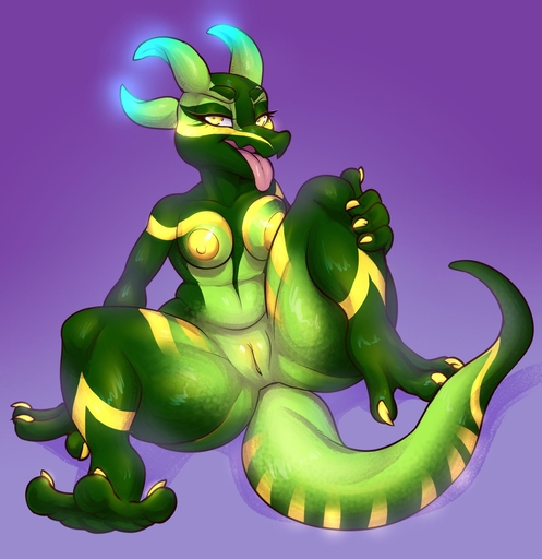 3_toes anthro breasts claws feet female genitals hi_res hindpaw horn kobold nipples non-mammal_breasts nude paws pussy scalie simple_background solo spread_legs spread_toes spreading thick_thighs toe_claws toes tongue tongue_out wizzikt // 1553x1600 // 147.5KB