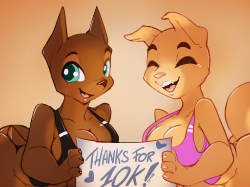 2d_animation 4:3 animated anthro bottomless bouncing_breasts breasts canid canine canis clothed clothing curvaceous curvy_figure dobermann domestic_dog duo female looking_at_viewer loop mammal milestone motion_tweening open_mouth pinscher shiba_inu short_playtime smile spirale spitz voluptuous // 800x600 // 2.6MB