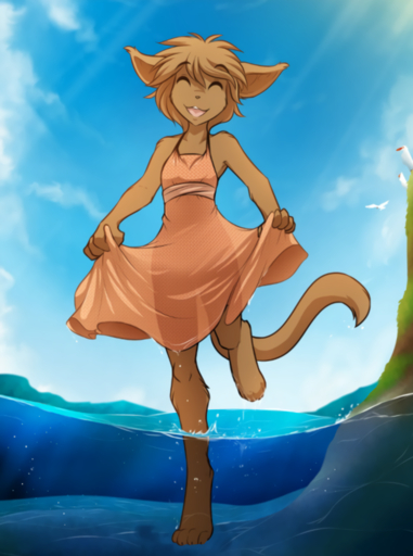 anthro avian barefoot basitin biped bird clothed clothing conditional_dnp detailed_background digitigrade dress eyes_closed feet female feral front_view fur gull happy lari larid madelyn_adelaide mammal one_leg_up open_mouth partially_submerged raised_leg running smile solo sundress tan_body tan_fur teenager tom_fischbach translucent translucent_clothing twokinds water waterline_view webcomic webcomic_character wet young // 793x1067 // 873.3KB