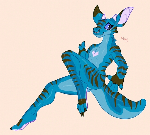 2021 <3 anthro blue_body blue_eyes blue_scales claws facial_piercing fivel gloves_(marking) horn male markings nose_piercing nose_ring nude piercing scales scalie septum_piercing simple_background smile solo stripes thick_tail // 1300x1170 // 221.1KB