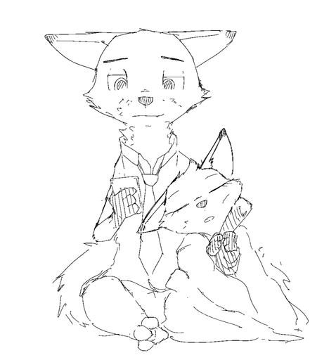 3_toes anthro arm_around_shoulders barefoot canid canine claws clothed clothing duo eyes_closed feet female fox fur half-closed_eyes looking_down male mammal monochrome narrowed_eyes necktie nick_wilde pawpads phone rosie_(zhanbow) size_difference sleeping toe_curl toes zhanbow // 1065x1165 // 96.9KB