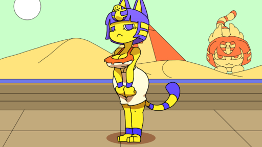 2022 2d_animation 3_toes animated ankha_(animal_crossing) anthro big_breasts blue_body blue_eyes blue_fur blue_hair breasts cleavage clothed clothing digital_media_(artwork) domestic_cat dress egyptian egyptian_clothing feet felid feline felis female fingers flexible front_view fur genitals hair hand_on_leg headdress heart_pubes hi_res leg_grab looking_at_viewer mammal markings multicolored_body multicolored_fur one_leg_up pawpads pink_pawpads pubes pussy pyramid raised_leg sand shadow short_playtime solo splits spread_legs spreading standing striped_markings striped_tail stripes sun tail_markings thebombshell5 toes uraeus video_games yellow_body yellow_fur // 1920x1080 // 972.5KB