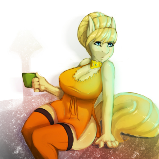 1:1 2014 anthro anthrofied aunt_orange_(mlp) avante92 big_breasts blonde_hair blue_eyes breasts cleavage clothed clothing container cup curvy_figure dress earth_pony equid equine female fur hair hi_res holding_cup holding_object horse huge_breasts legwear mammal mature_anthro mature_female pony solo tan_body tan_fur thigh_highs voluptuous // 1280x1280 // 1.3MB
