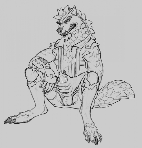 animal_genitalia animal_penis anthro balls bandanna canid canine canine_penis canis claws clothed clothing dire_(fortnite) epic_games erection fortnite fur genitals hi_res kerchief male mammal masturbation monochrome penile penile_masturbation penis simple_background sketch solo video_games were werecanid werecanine werewolf white_background wolf yaroul // 1224x1280 // 180.6KB