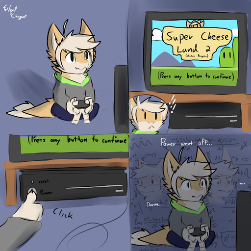 1:1 2020 absurd_res anthro clothed clothing digital_media_(artwork) fur game_console hi_res male male_(lore) mathematics sergal sitting solo vennightsky video_games // 3600x3600 // 2.9MB