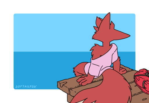 animated backpack big_ears body_fur bottomless breeze canid canine chill clothed clothing dock floofy_tail fluffy fluffy_tail fox fur loop male mammal nature pink_clothing pink_topwear red_body red_fox red_fur relaxing sea shirt sitting sketch softailfox topwear unfinished view vulpes water wind wooden_dock wooden_floor // 1300x900 // 630.2KB