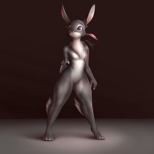 1:1 absurd_res anthro barely_visible_genitalia big_ears big_legs biped breasts digitigrade dredjir ears_pricked feathers featureless_breasts feet female fluffy fur genitals glistening grey_background grey_body grey_fur hi_res judy_hopps lagomorph leporid mammal neck_tuft nude paws purple_eyes pussy rabbit simple_background small_breasts solo standing toes tuft tufted_fur wide_eyed wide_hips // 3000x3000 // 999.6KB