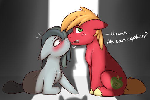 3:2 big_macintosh_(mlp) blush constricted_pupils cutie_mark duo earth_pony english_text equid equine female feral friendship_is_magic fur green_eyes grey_body grey_fur grey_hair hair hasbro hi_res hooves horse lying male mammal marble_pie_(mlp) my_little_pony nude orange_hair pony pudgeruffian pupils red_body red_fur simple_background sitting small_pupils text // 1800x1200 // 746.2KB