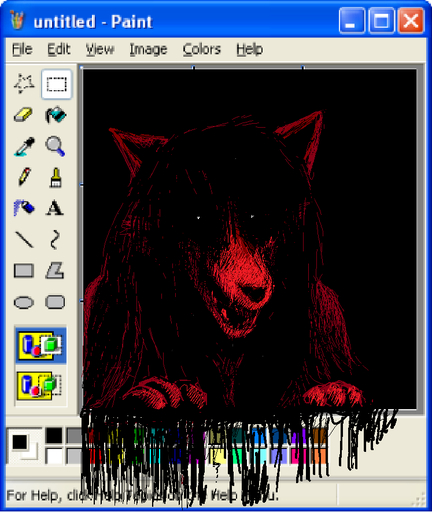 2019 ambiguous_gender anthro black_eyes blood bodily_fluids breaking_the_fourth_wall canid canine canis carol_(hladilnik) domestic_dog english_text ghost hladilnik looking_at_viewer mammal ms_paint ms_paint_challenge open_mouth pupils scary solo spirit text white_pupils // 747x886 // 77.1KB