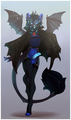 2015 anthro balls bat_wings biped black_body black_fur black_hair blue_body blue_eyes blue_fur blue_hair blue_penis bottomless canid canine caninelove canis cape chiropteran clothed clothing crossed_legs demon digital_media_(artwork) digitigrade ear_piercing erection fangs fishnet front_view fur furgonomics furry-specific_piercing garter_straps genitals girly hair hi_res horn humanoid_genitalia humanoid_penis hybrid legwear long_hair looking_at_viewer male mammal membrane_(anatomy) membranous_wings multicolored_hair penis piercing reverie_(dreamsinscareden) shaded smile solo standing stockings tail_tuft tongue tongue_out tuft two_tone_hair wide_hips wing_piercing wings wolf // 763x1280 // 140.2KB