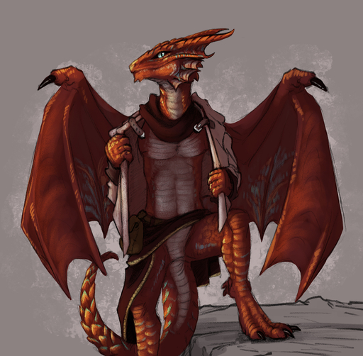 2022 ambiguous_gender anthro blue_eyes claws clothed clothing countershade_torso countershading digital_media_(artwork) dragon dragonborn flamespitter garlicflamespitter hi_res horn looking_at_viewer membrane_(anatomy) membranous_wings orange_body orange_scales pupils scales scalie slit_pupils solo spines western_dragon wings // 1529x1500 // 1.2MB