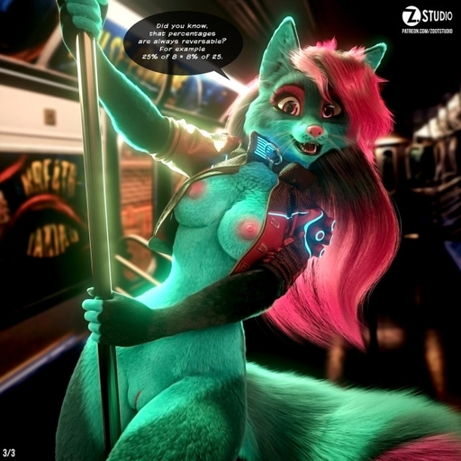 1:1 3d_(artwork) anthro bottomless breasts canid canine claws clothed clothing dialogue digital_media_(artwork) english_text excited female fox fur genitals hair looking_at_viewer mammal mostly_nude nipples nude open_mouth pink_eyes pink_hair public public_nudity public_transportation pussy smile solo speech_bubble text zorryn // 640x640 // 214.9KB
