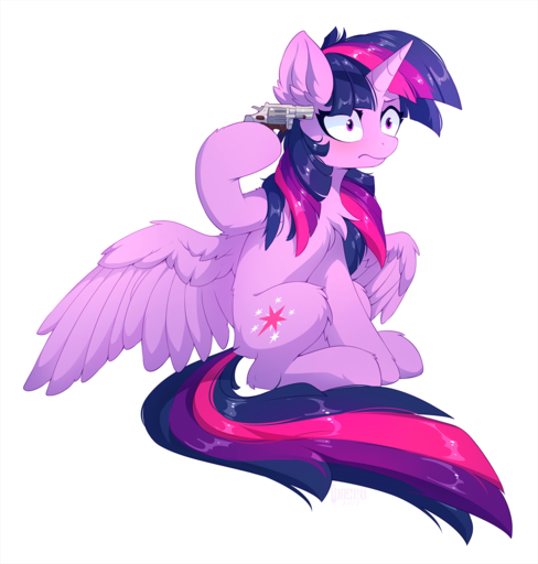 2019 danli69 equid equine feathered_wings feathers female feral gun handgun hi_res hioshiru horn horse mammal pistol ranged_weapon solo suicide twilight_sparkle_(mlp) weapon winged_unicorn wings // 1221x1280 // 641.1KB