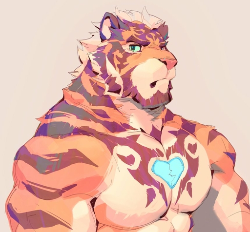 <3 anthro beard facial_hair felid male mammal muscular muscular_anthro muscular_male null-ghost null-ghost_(character) pantherine pecs solo tiger // 859x798 // 88.5KB