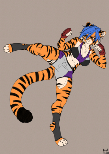 athletic_wear felid female foxboy83 hi_res kickboxing mammal pantherine samantha_(disambiguation) tiger tigress_(disambiguation) tootaloo // 1240x1754 // 1.3MB