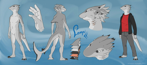 2021 anthro blue_background color_swatch featureless_crotch fish grey_body ipoke male marine model_sheet nude shark simple_background solo // 1280x569 // 150.8KB