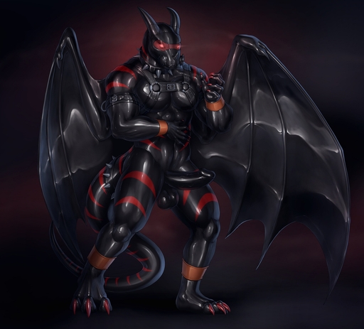 abs anthro athletic balls bodysuit claws clothing dragon erection gas_mask genitals harness hi_res humanoid_genitalia humanoid_penis male mask muscular muscular_anthro pecs penis rakisha rubber scalie skinsuit solo tight_clothing toe_claws // 1600x1447 // 309.7KB