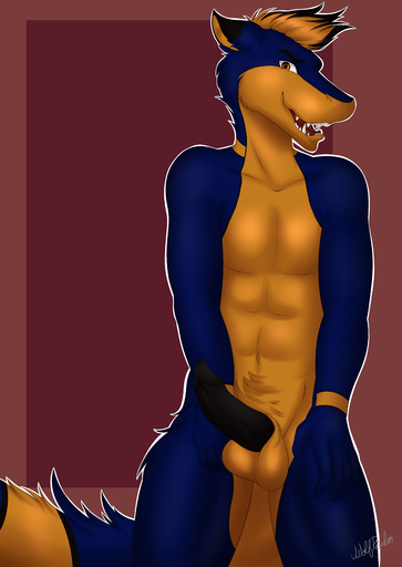 absurd_res anthro canid canine canis erection hi_res hybrid male mammal nude penis pinup pose sergal solo wolf wolfpsalm // 4250x6000 // 5.0MB