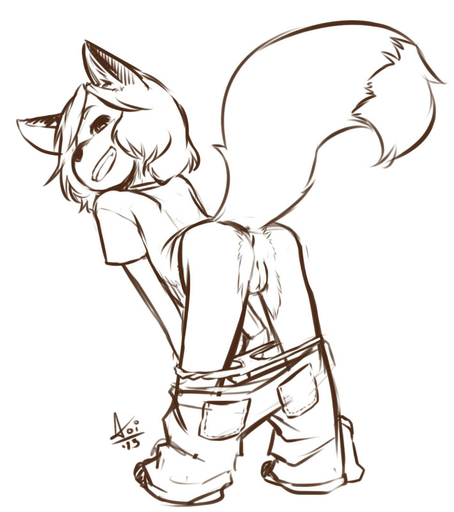 anthro anus aogami butt canid canine clothed clothing cub female fox genitals grin hair leaning leaning_forward looking_at_viewer looking_back mammal monochrome panties panties_down pants_down partially_clothed pussy raised_tail rear_view short_hair smile solo underwear underwear_down young // 710x800 // 85.6KB