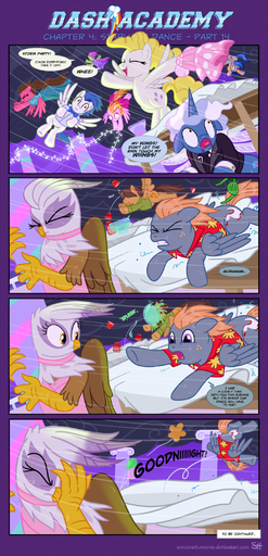 2012 avian beak clothing comic cutie_mark dialogue digital_media_(artwork) dress english_text equid equine facepalm feathered_wings feathers female feral friendship_is_magic gilda_(mlp) group gryphon hair hasbro hi_res horn horse insect_wings male mammal multicolored_hair my_little_pony mythological_avian mythology outside panic pegasus pokey_pierce_(mlp) raining sorc storm suit surprise_(pre-g4) text unicorn wind wings // 1041x2156 // 1.9MB