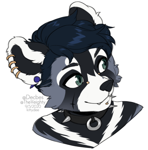 2020 ambiguous_gender anthro black_nose collar digital_media_(artwork) ear_piercing ear_ring green_eyes headshot_portrait kittydee mammal piercing portrait procyonid raccoon simple_background smile white_background // 987x1000 // 392KB