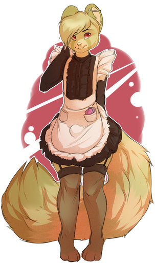 2016 ailurid anthro ash_reeves bulge clothed clothing condom crossdressing ear_piercing fur girly hair junebuq legwear looking_at_viewer maid_uniform male mammal piercing red_panda sexual_barrier_device simple_background smile solo stockings uniform // 591x1000 // 521KB