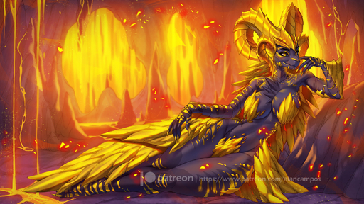 16:9 alanscampos anthro elder_dragon feet female fingers hi_res kulve_taroth nude smile solo toes video_games widescreen // 2000x1125 // 757.2KB